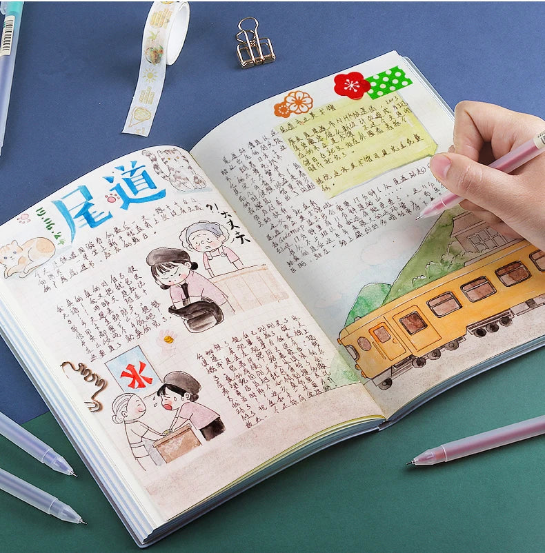 Deli 12 Teile/satz Gel Stift Schule Stifte Set Stift 0,5 MM Farbe Tinte Schreibwaren Student LieferungenWasser-basierte Stift Schreiben malerei Werkzeuge.