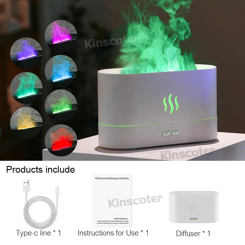 KINSCOTER Aroma Diffuser Air Humidifier Ultrasonic Cool Mist Maker Fogger Led Essential Oil Flame Lamp Difusor.