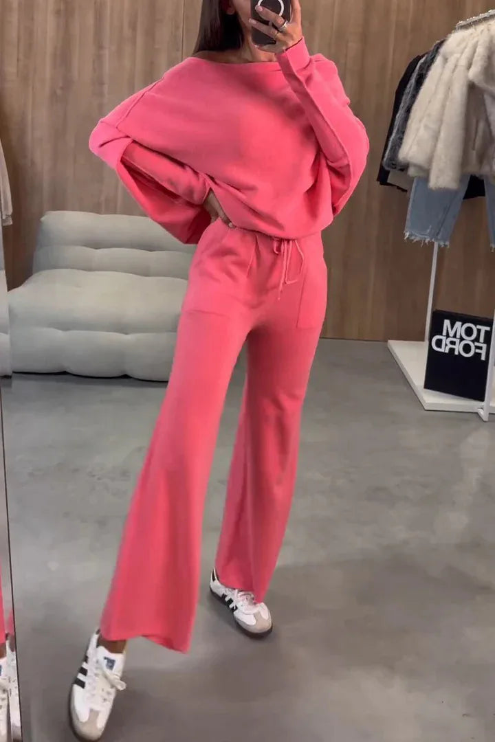 Women Pant Set Two Piece Sets Tracksuit Round Neck Sweatshirts Jogger Lace Up Elastic Waist Long Pants Sport Loose Matching Sets.