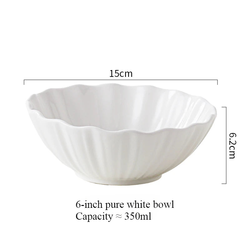 European high-end gold edged ceramic bowl, fruit salad bowl, household breakfast rice noodle bowl, hotel restaurant tableware