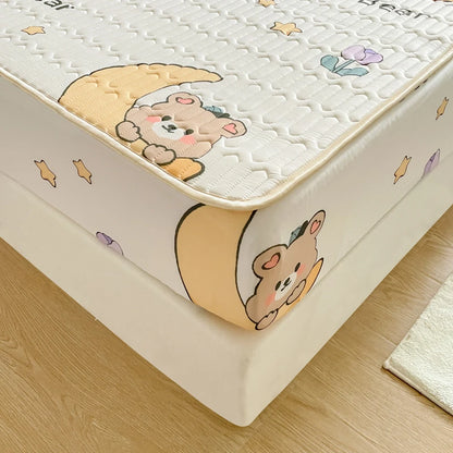 High Quilt Thicken Latex Cooling Mattress Cover Summer Cool Down Soft Bed Mat and Pillowcase Machine Washable Cold Feel Bed Pad.