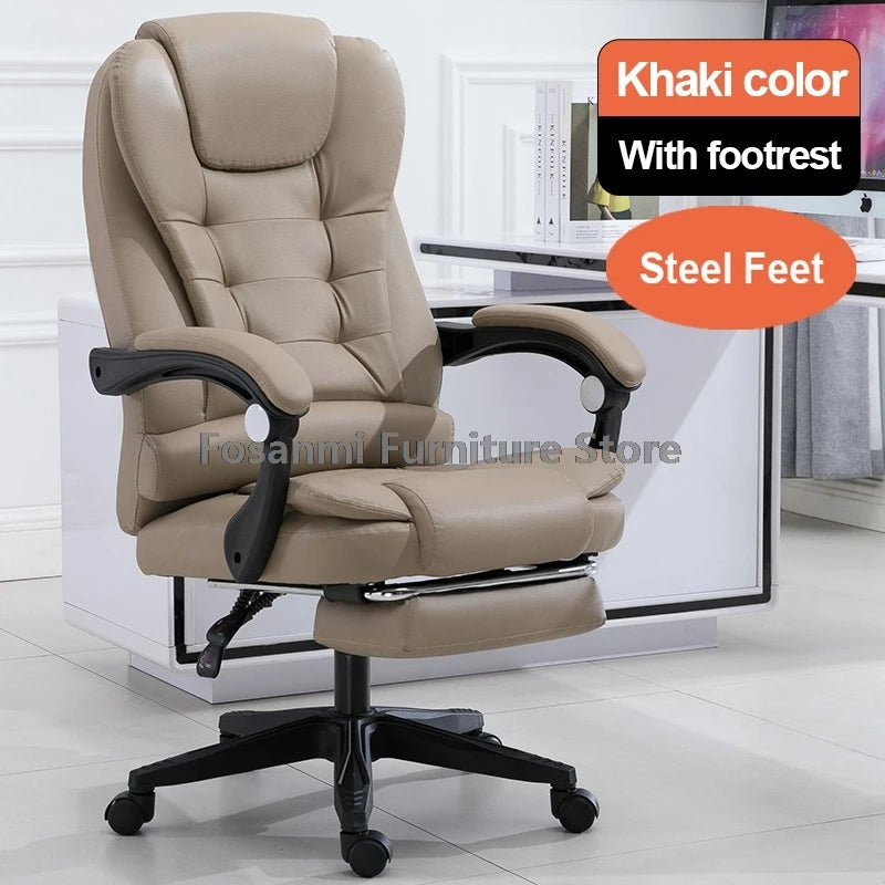 Dicker Boss-Bürostuhl mit hoher Rückenlehne und Armlehnen, Leder-Computer-Drehstuhl, ergonomische Liege-Gamer-Schreibtischstühle für Zuhause