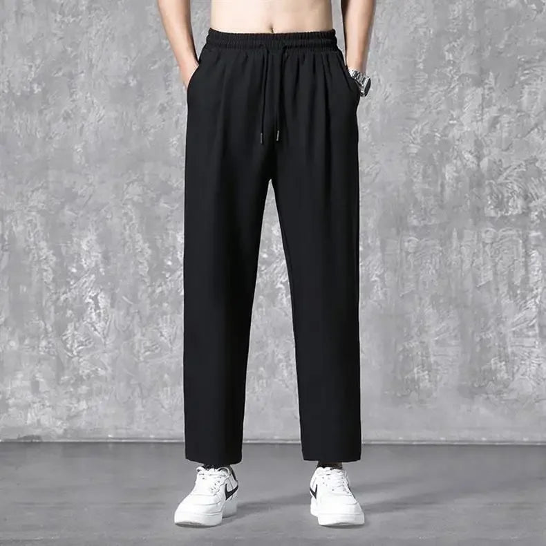 Herren-Freizeithose mit lockerer Passform, ultradünn, vielseitig, gerades Bein, sportlich, drapiert, Eisseidenhose, Sommer, leicht.