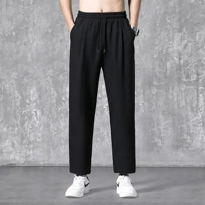 Herren-Freizeithose mit lockerer Passform, ultradünn, vielseitig, gerades Bein, sportlich, drapiert, Eisseidenhose, Sommer, leicht.