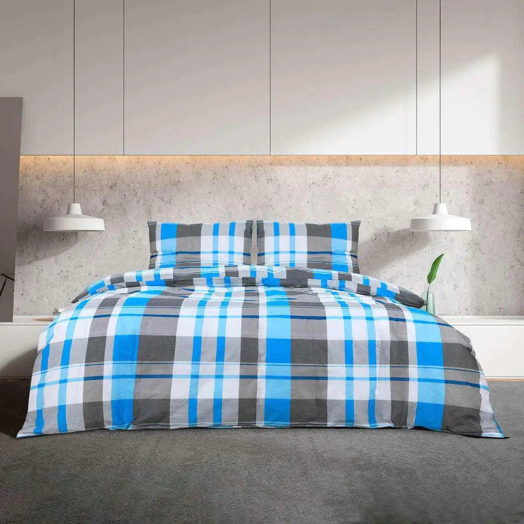 Luxury Blue and Grey Bedding Set 200x200 cm Soft Cotton Comfortable Home Decor.