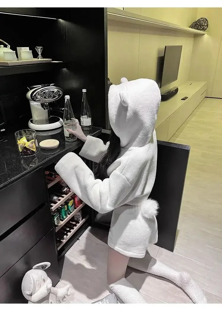 Stylish Pajama Sets for Women Kawaii Girls Autumn Winter Clothing Japan Style Long Sleeve Shorts Young Students Home Casual Soft.