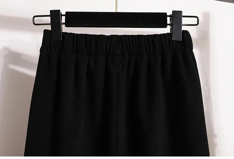 2025 Autumn Winter Plus Size Skirts Women High Waist Solid A-line Skirt Back Slit Korean Thick Elegant Fleece-lined Style Skirts