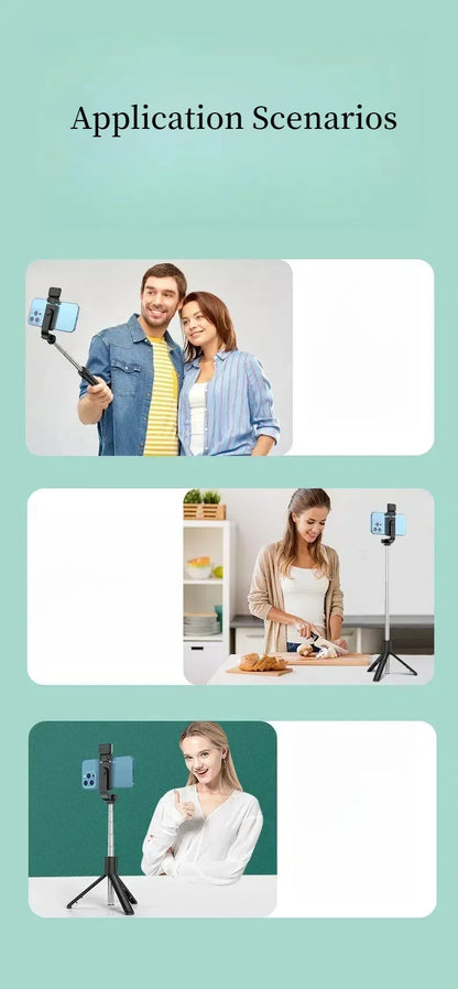 Cell Phone Selfie Stick Tripod Blue-tooth Remote Wireless Selfi Stick Phone Holder Stand with Beauty Fill Light for Phone.