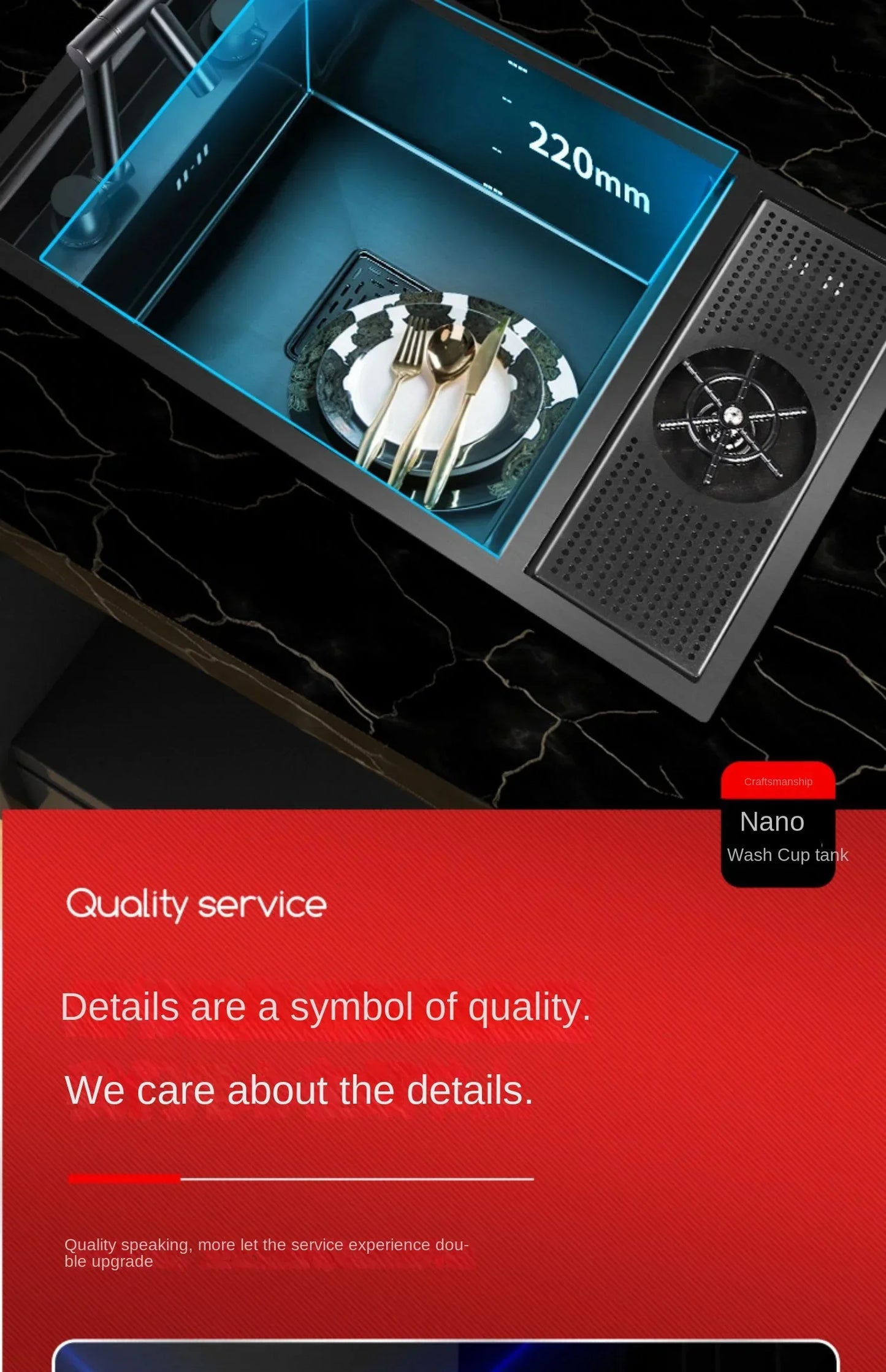 55 cm x 32 cm, 304 Nano-Edelstahl, versteckter Waschbecken-Klapphahn mit großem Einzelschlitz und Abdeckplatte, Bartheke, Tassenscheibe