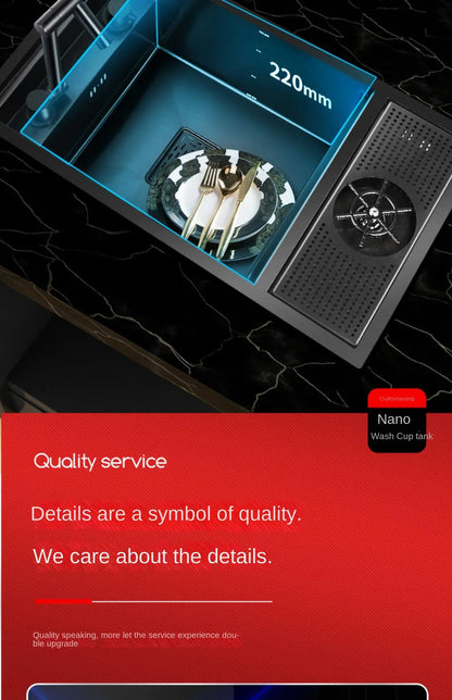 55 cm x 32 cm, 304 Nano-Edelstahl, versteckter Waschbecken-Klapphahn mit großem Einzelschlitz und Abdeckplatte, Bartheke, Tassenscheibe