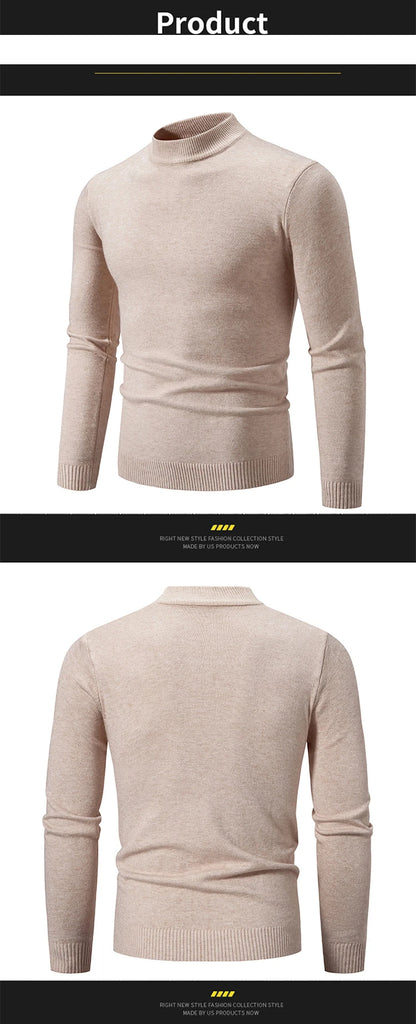 New Autumn Winter Designer Fashion Half Turtleneck Knitted Sweater High Quality Mens Casual Solid Color Warm Women Sweaters.