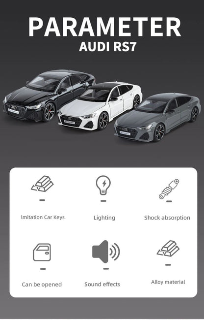 1:18 Key Remote Control Version AUDI RS7 Alloy Sports Car Model Diecast Metal Racing Vehicle Car Model Sound Light Kids Toy Gift.