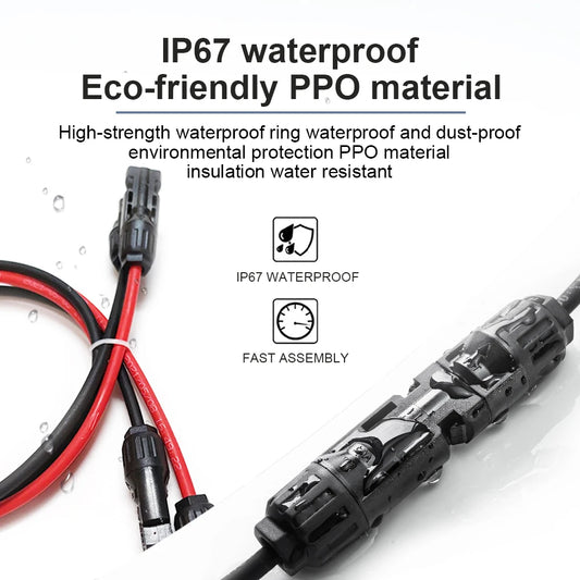 Solar Panel Cable Extension Copper Wire 4mm² 6mm² 2.5mm² 1.5mm² 12 10 14 16AWG 1 Pair PV Solar Cable Connectors Set Solar Wire.