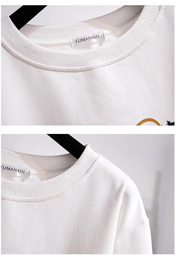 175Kg Plus Größe frauen Fehlschlag 170 Frühling Herbst Neue Lose Rundhals Cartoon Sweatshirt Schwarz Weiß 6XL 7XL 8XL 9XL 10XL 11XL.