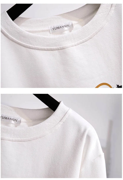 175Kg Plus Größe frauen Fehlschlag 170 Frühling Herbst Neue Lose Rundhals Cartoon Sweatshirt Schwarz Weiß 6XL 7XL 8XL 9XL 10XL 11XL.