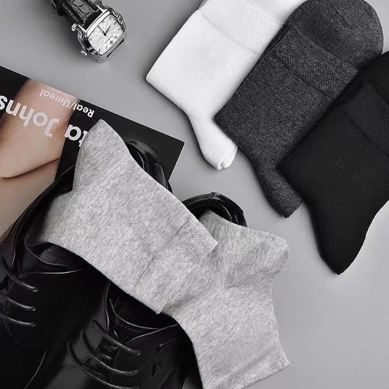 20Pcs/Lot Men's Pure Cotton Socks Plus Size Solid Color Casual Office Business Long Socks Breathable Soft Men's Socks EU39-48.