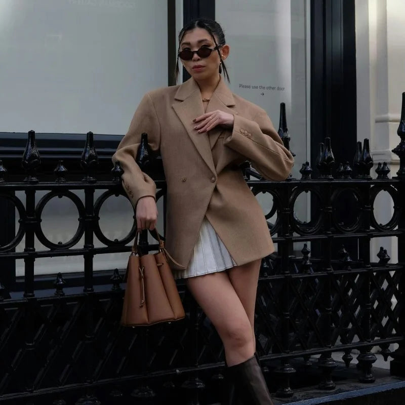 Neue Diagonal schnalle frauen Jacke Anzug Klassische Vintage Casual Jacken Herbst Mode Retro Frauen Mantel Revers Weibliche Mäntel Tops.