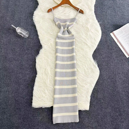 Sommer Streifen Elastische Bodycon Strap Kleid 2024 Sexy Strand Sommerkleid Frauen Beiläufige Dünne Bleistift Vestidos Maxi Langes Kleid.