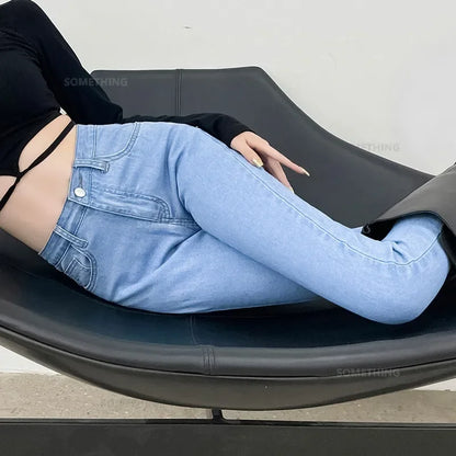 Spring and Summer Women's Casual Office Tight Solid Color Jeans Stretch Sexy Fashionable Classic Slim Fit Denim Pants Female.