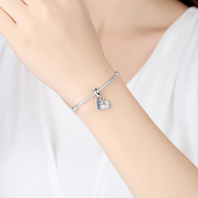 Original 925 Sterling Silver Charms Love Travel London Bus Suitcase Paris Beads Fit Brand Bracelets Necklaces Women DIY Jewelry.