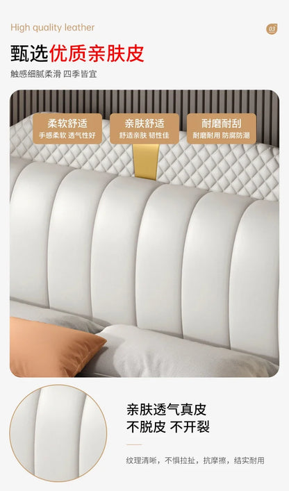 Luxuriöses Doppelbett mit Rahmen, 200 x 200 cm, King-Size-Bett, beleuchtet, 180 x 200, Queen-Size-Bett, luxuriöses, modernes, voll beleuchtetes 2-Personen-Schlafzimmer-Wohnmöbel