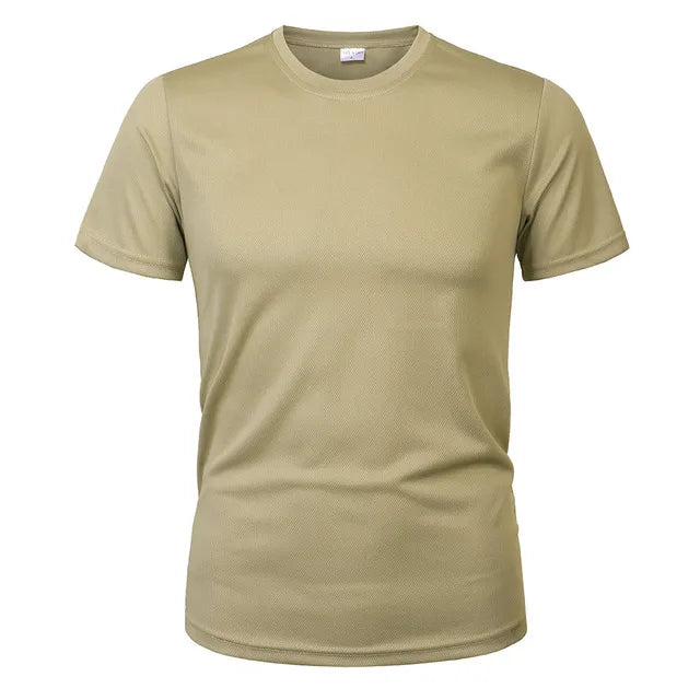 MEGE Brand Clothing Tactical Men's Tee Shirt Round Neck Solid Shirt Short Sleeve Breathable quick-drying Casual Shirt.