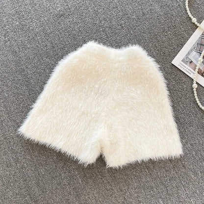 Autumn Winter New Knitted Shorts Women Korean High Waist Bottoms Causal Fashion Warm Sweater Short Femme