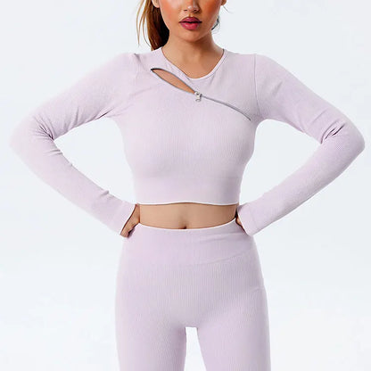 Yoga Suit High Waist Leggings Running Training Tights Sports Outfits Long Sleeve Crop Top Bra Seamless Fitenss Set Fitness Wear