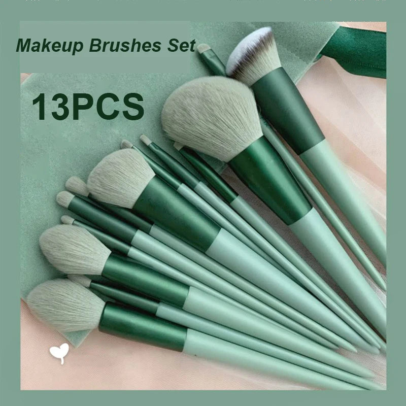 13 PCS Makeup Brushes Set Eye Shadow Foundation Women Cosmetic Brush Eyeshadow Blush Beauty Soft Make Up Tools Bag.