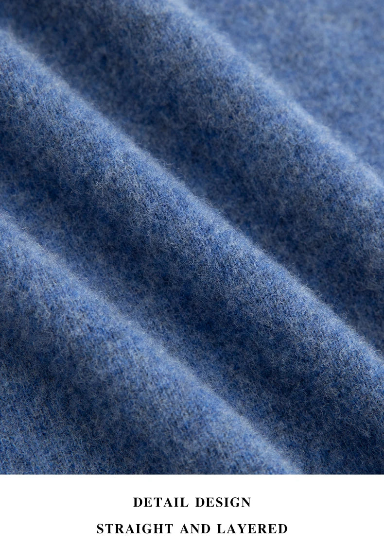 Men 100% Merino Wool Sweater Turtleneck Knitted Pullover Cashmere Warm Solid Color Clothes Business Bottoming Tops Autumn Winter