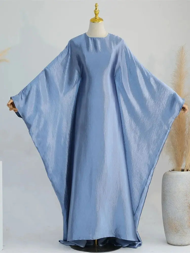 Eid Batwing Satin Shimmer Soft Crepe Abaya Dubai Luxury 2024 Islam Muslim Maxi Kaftan Dress Kebaya Abayas For Women Vestidos
