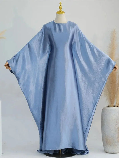 Eid Batwing Satin Shimmer Soft Crepe Abaya Dubai Luxury 2024 Islam Muslim Maxi Kaftan Dress Kebaya Abayas For Women Vestidos