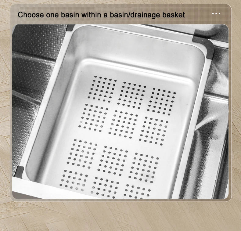 304 Stainless Steel Kitchen Sink Silver Embossed Large Single Slot Home Improvement Multifunction Wash Basin For Kitchen