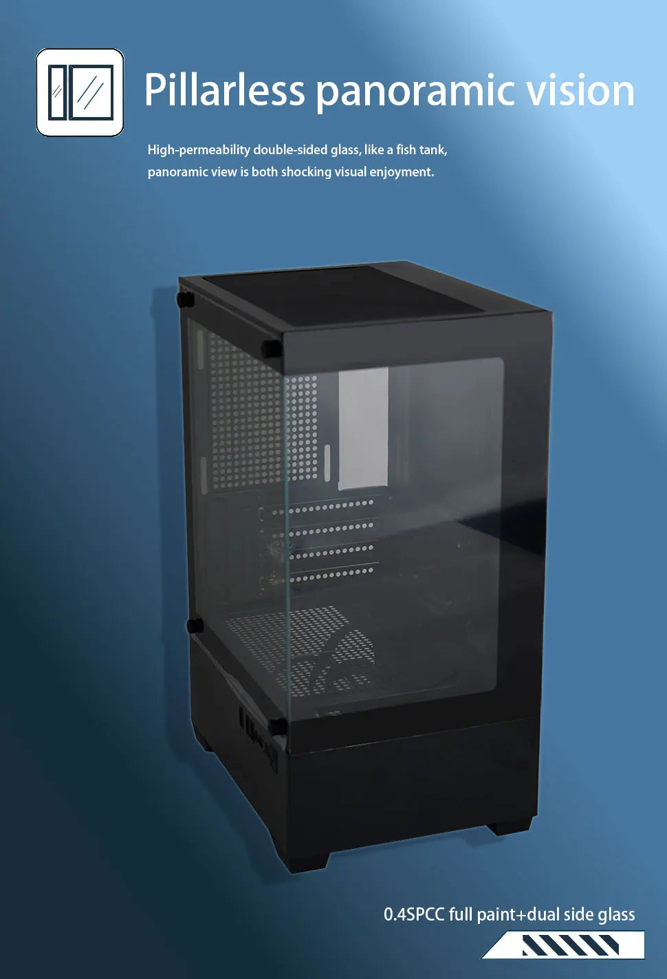 MANMU Tempered Glass Transparent Pc Case Cabinet M-Atx Gaming Rgb Case Desktop Tower Computer Case.