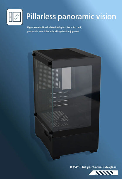 MANMU Tempered Glass Transparent Pc Case Cabinet M-Atx Gaming Rgb Case Desktop Tower Computer Case.