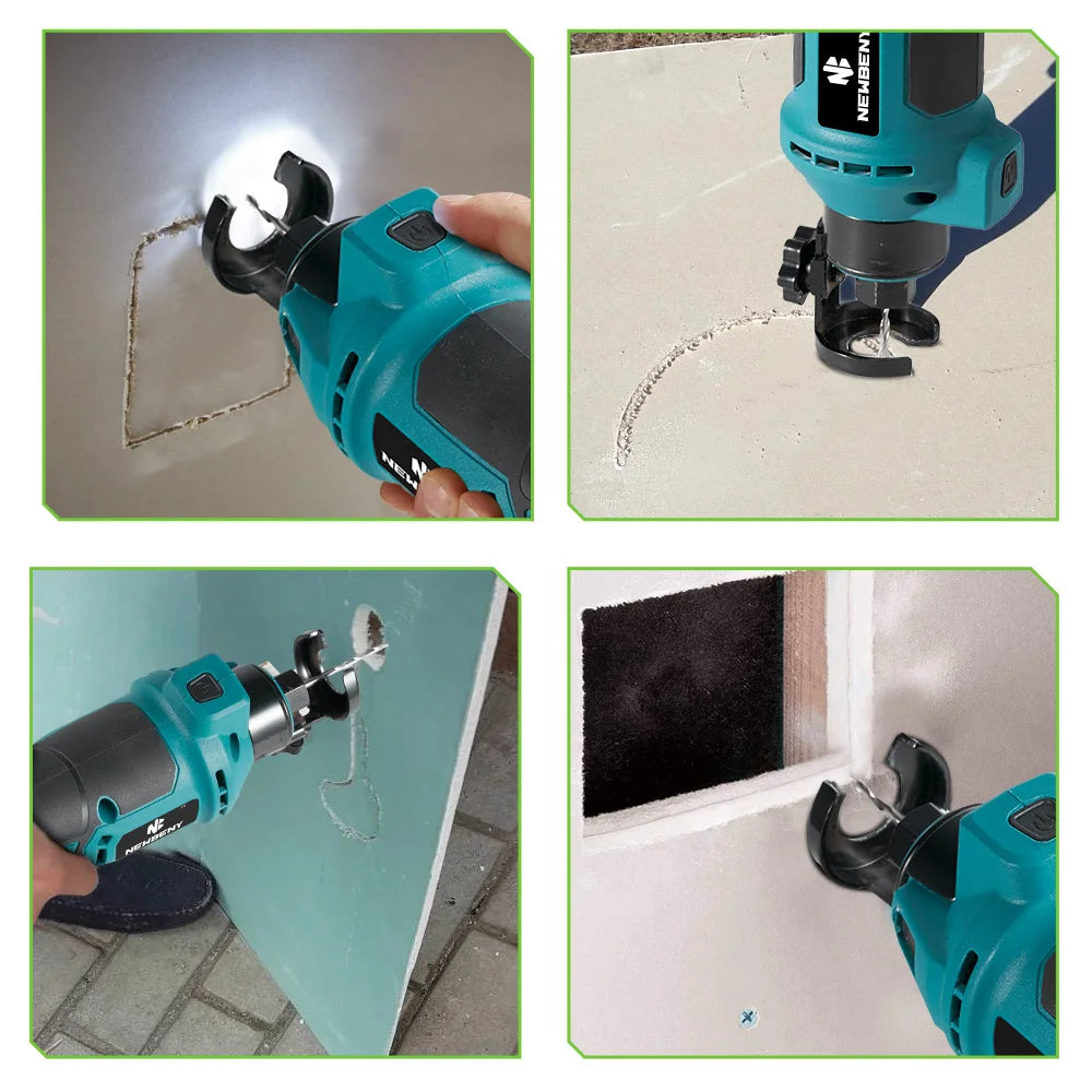 NEWBENY 3-Gang-Bürstenloses elektrisches Trockenbau-Ausschnittwerkzeug Holz Trockenbau Sheetrock Drehsäge Elektrowerkzeug für Makita 18–21 V Batterie-Pin