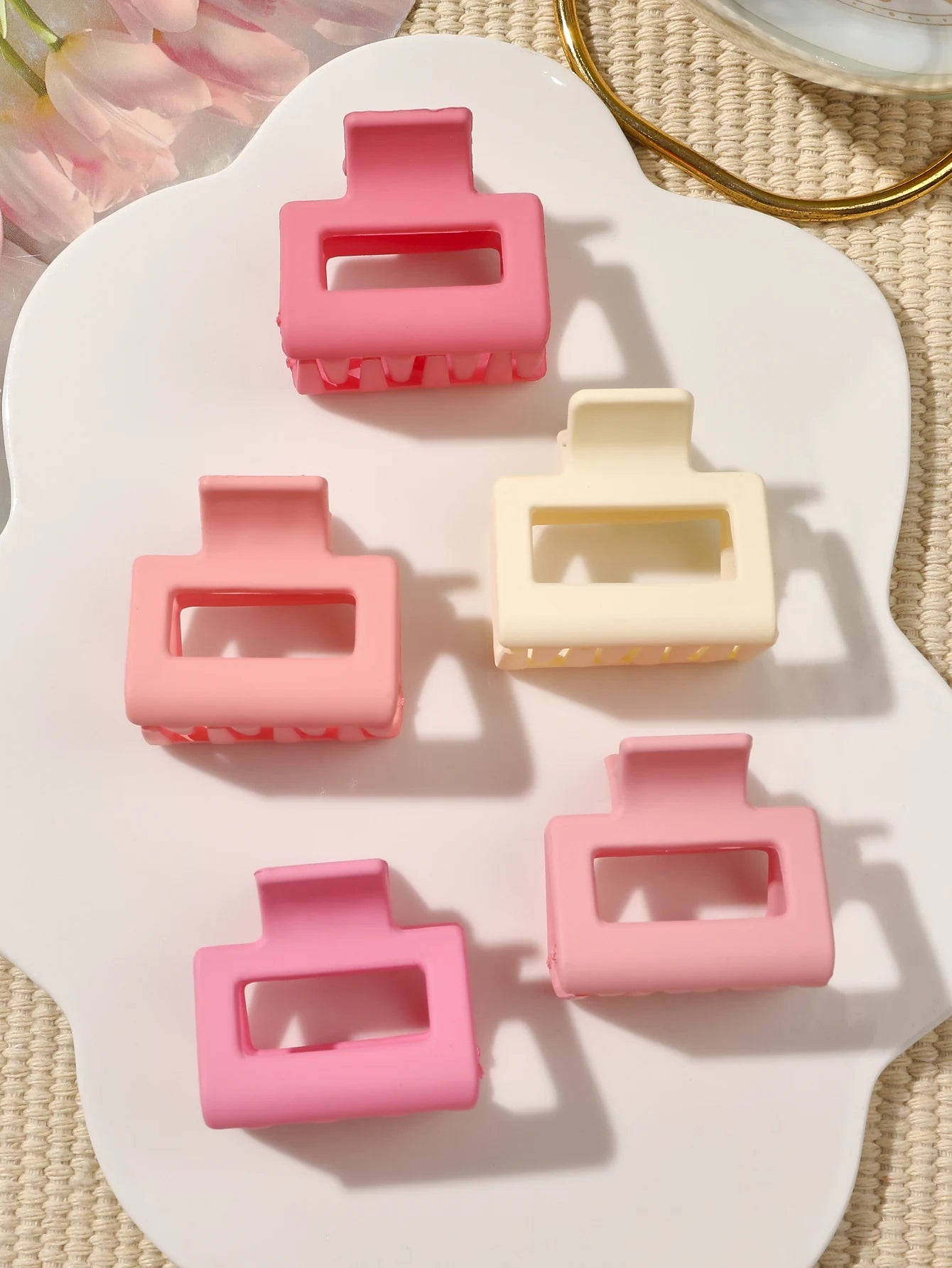 4 Pack Medium Small Hair Clips for Women, Claw Clips for Thick Thin Hair, Strong Hold Square Jaw Clips