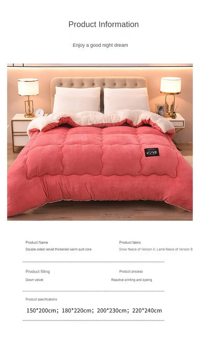 New Super Warm Lamb Wool Quilt Winter Thickened Cotton Quilt Warm Cotton Double sided Velvet Soft Extra Large Blanket.
