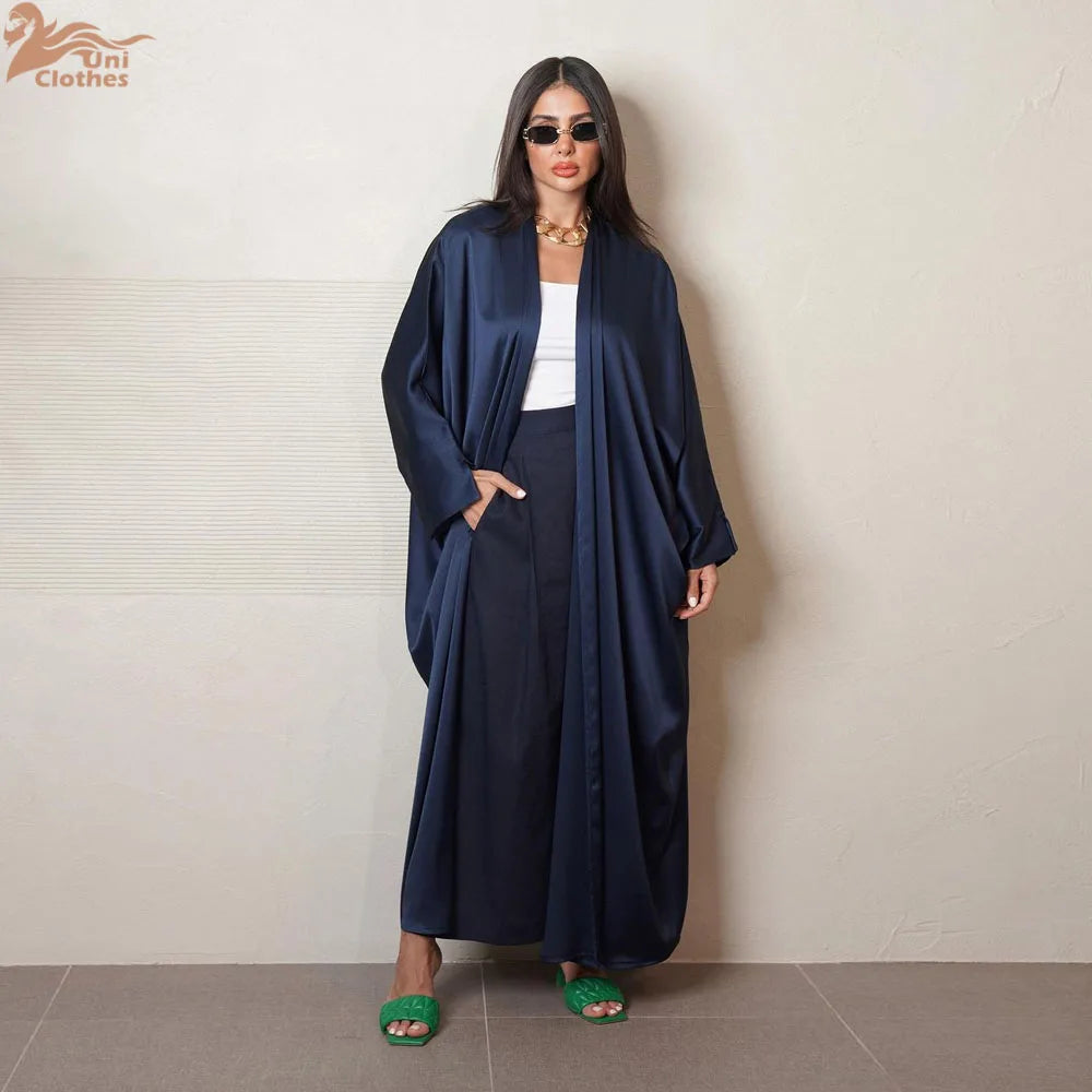 Marocain Kaftan Women Muslim Maxi Dress Dubai Abayas Kimono Satin Robe Femme Open Abaya Turkey Caftan Islamic Jalabiya Kebaya.