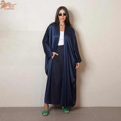 Marocain Kaftan Women Muslim Maxi Dress Dubai Abayas Kimono Satin Robe Femme Open Abaya Turkey Caftan Islamic Jalabiya Kebaya.