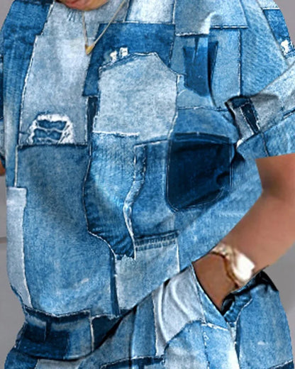 Women Casual Short Sleeve Outfit 2024 Summer Fashion Letter Printed O Neck Pocket Suit Female T Shirt Top Shorts Two Pieces Set.