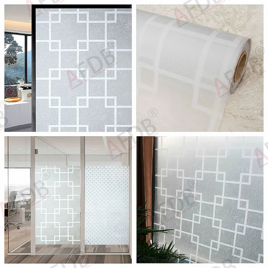 Frosted Window Film Privacy Stickers Opaque Vinyl for Kitchen Bathroom Office Living Room Matte White Glass Stained Decals.