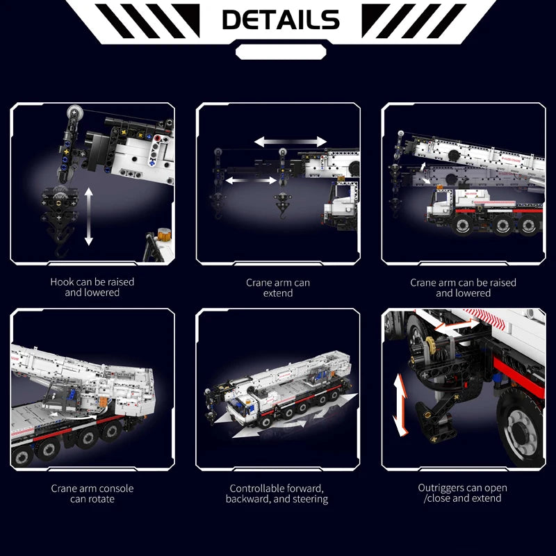 Mould King 17075 Technical Car Toys The RC Motorized LTM 1110 Crane Building Block Heavy-Duty Truck Brick Kids Christmas Gift.