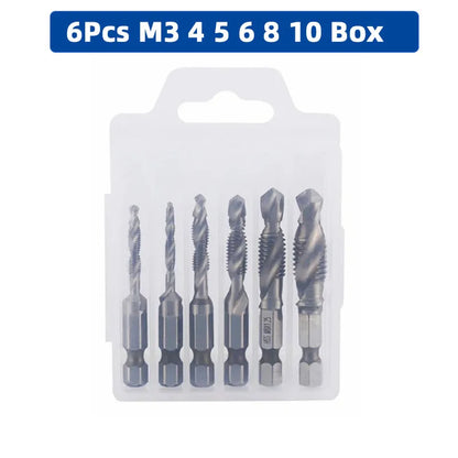 SIQICNC Schaft Titanbeschichtetes HSS-Schraubgewinde Metrisches Gewindebohrer Bohrer Schraubenmaschine Compound Tap M3 M4 M5 M6 M8 M10 Handwerkzeuge