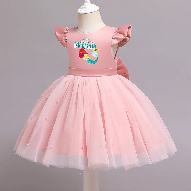 Die kleine Meerjungfrau elegante Prinzessin Spitze Kleid Kinder kleider für Mädchen Vintage Kinder Geburtstags feier Kleider Weihnachts kleidung
