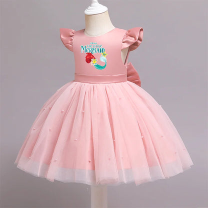 Die kleine Meerjungfrau elegante Prinzessin Spitze Kleid Kinder kleider für Mädchen Vintage Kinder Geburtstags feier Kleider Weihnachts kleidung