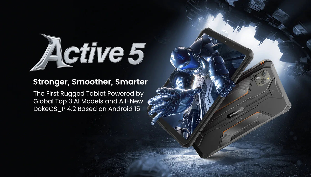 Blackview Active 5 [No EU Charger] 24(8+16)GB+128GB 8.68'' IPS Rugged Tablet 6600mAh Tablet Android 15 90Hz Doke AI 16MP+13MP NFC Fingerprint.