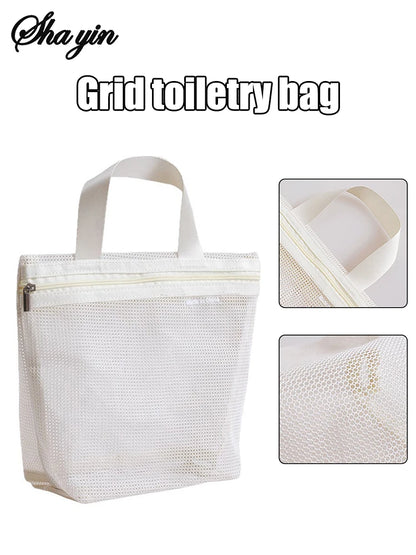 Mesh Makeup Toiletry Storage Bags Handbags Portable Travel Washing Body Shower Tools Organizer Hanging Cosmetic Organizer Pouch.