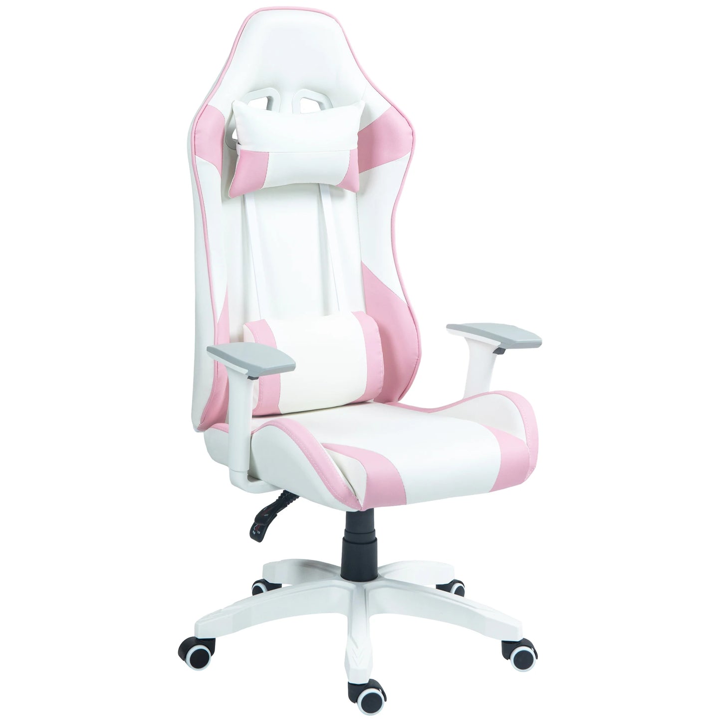HOMCOM drehbarer Liegestuhl Gaming mit Lendenkissen 67x60x120-128 cm rosa