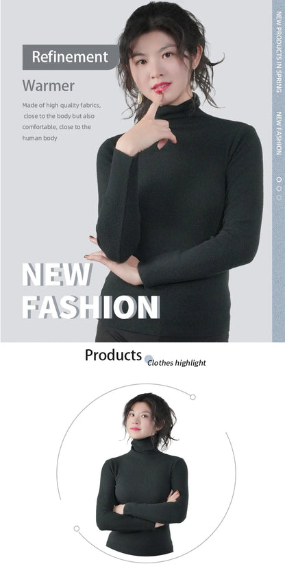 Frauen Pullover Winter Warm Hohe Kragen Strickwaren Langarm Schlank Jumper Frau Thermische Tops Kleidung Pullover Rollkragen Pullover.